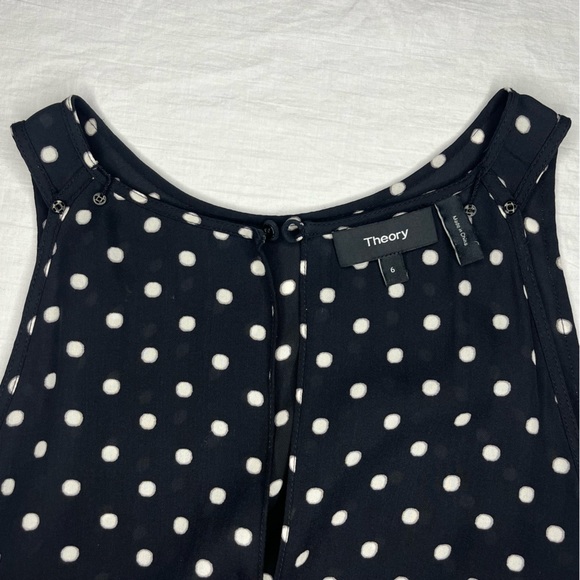 Theory Adlerdale-Haze Dot 100% Silk Slip Dress. Sz 6, black w/ivory dots. EUC - Picture 5 of 11